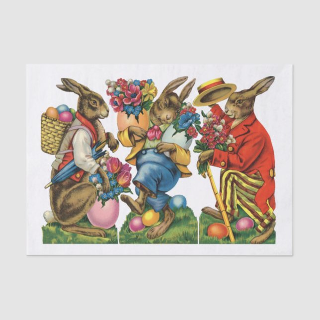 Papel De Seda Conejos o conejos de Pascua de época (Anverso)