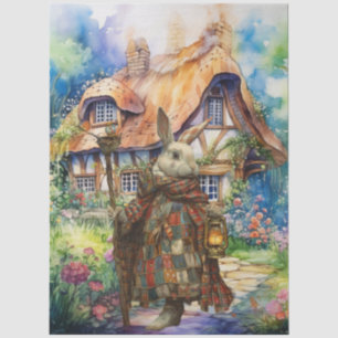 Papel De Seda Conejos y cabaña caprichosos inspirados en vintage