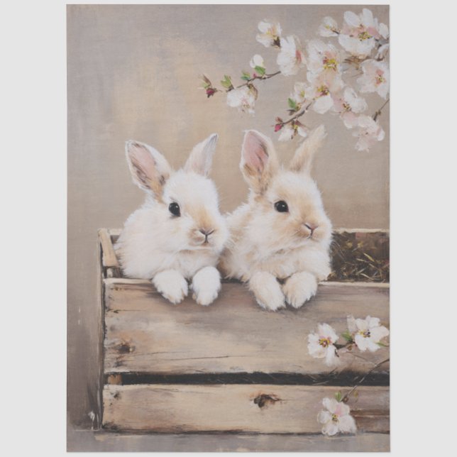 Papel De Seda Conejos y Flores Arte de Decoupage de Estilo Antig (Anverso)