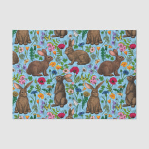 Papel De Seda Conejos y flores silvestres