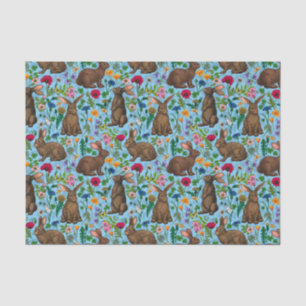 Papel De Seda Conejos y flores silvestres