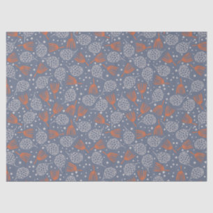 Papel De Seda Cones de pino dibujados a mano y bolsitas