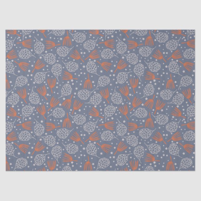 Papel De Seda Cones de pino dibujados a mano y bolsitas (Anverso)