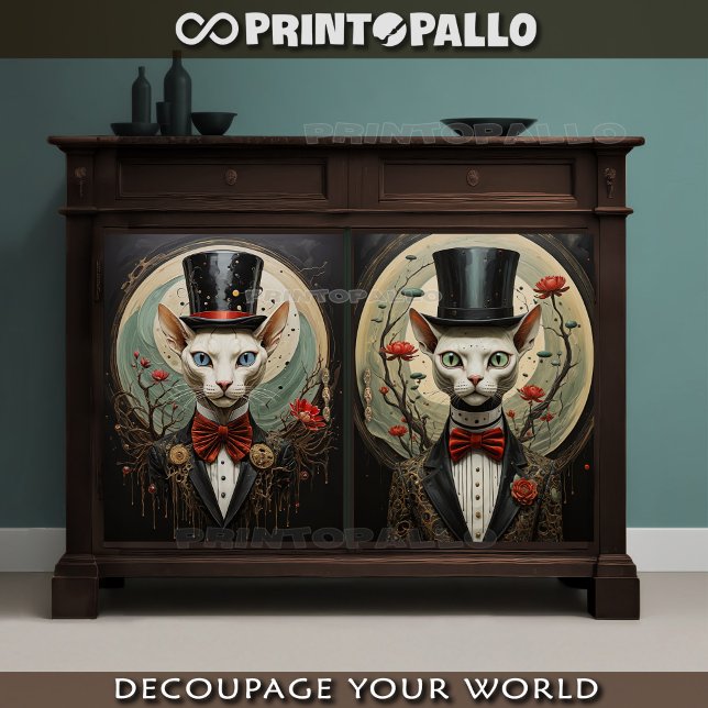 Papel De Seda Conexión extranjera - Pareja de gatos con sombrero (Subido por el creador)