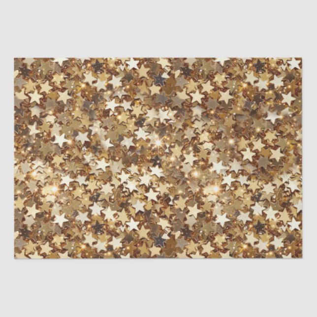 Papel De Seda Confetti de estrellas de oro (Anverso)