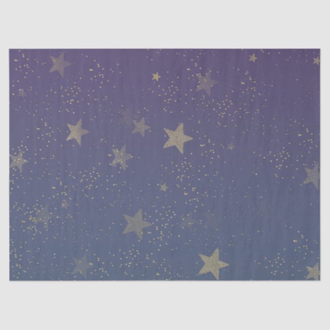Papel De Seda Confetti de las Estrellas de Oro Morado (Anverso)