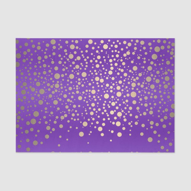 Papel De Seda Confetti de oro morado y metálico (Anverso)