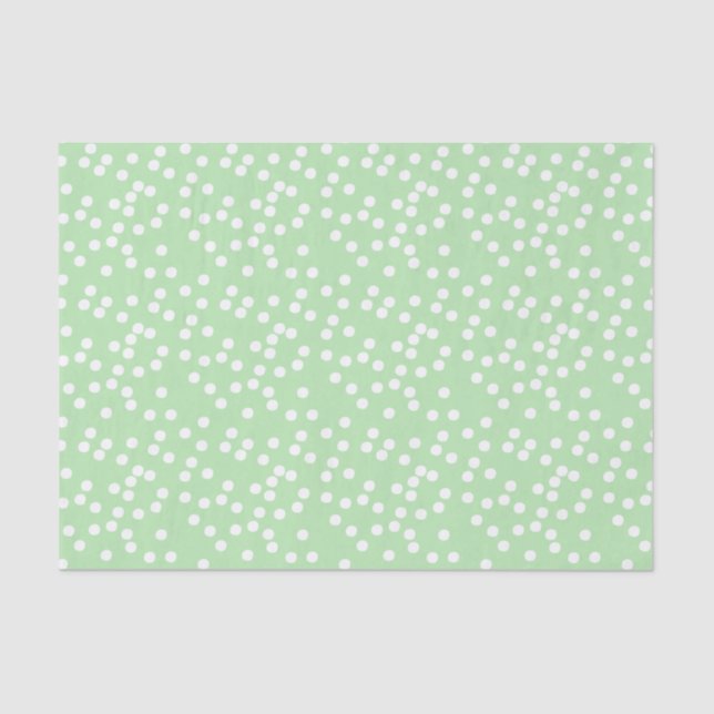 Papel De Seda Confetti verde y blanco lindo pastel / Polkadots (Anverso)