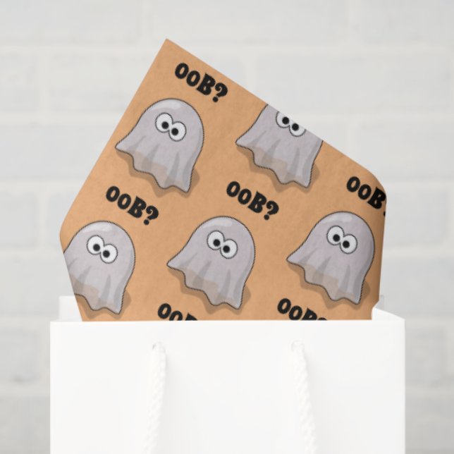 Papel De Seda Confused Ghost Says "Oob?" Funny Halloween Cartoon (Bolsa de regalo)
