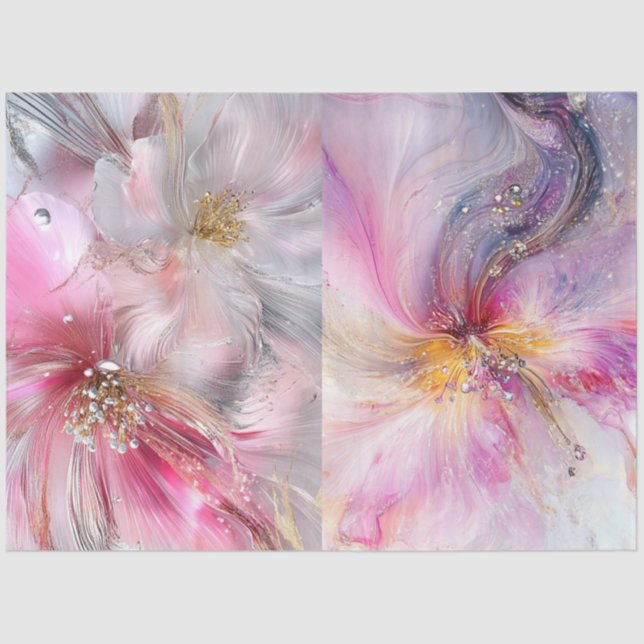 Papel De Seda Conjunto de descomposición de 2 diseños florales d (Anverso)