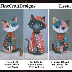 Papel De Seda Conjunto de Gato Boho Caprichoso Lindo, Decoupage 