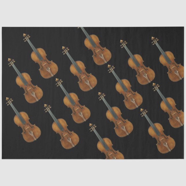 Papel De Seda Conjunto de violín Stradivari sobre negro (Anverso)