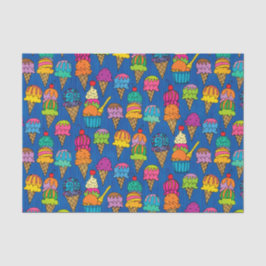 Papel De Seda Conos de helado en azul