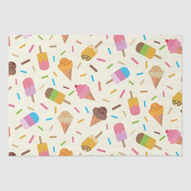 Papel De Seda Conos de helado y paletas Patrón  (Anverso)