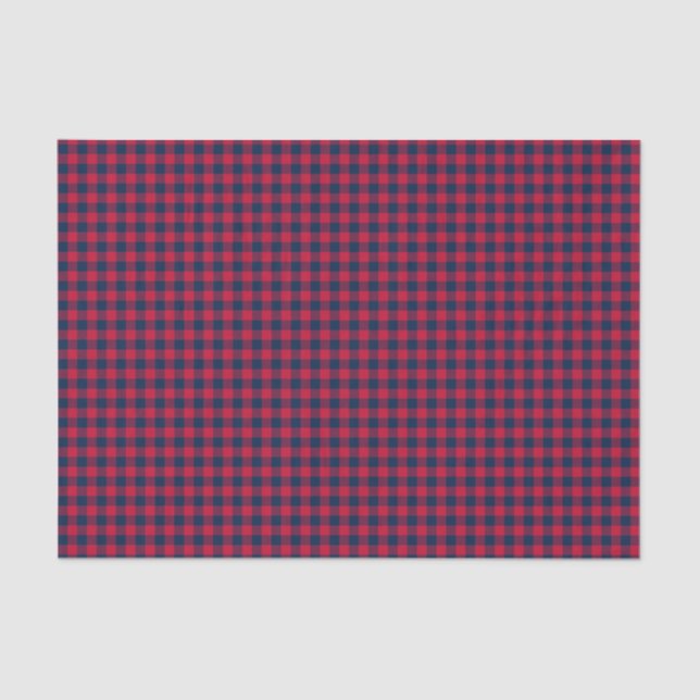 Papel De Seda Consejo de Béisbol. Gingham Tissue Wrap-Red-Blue (Anverso)