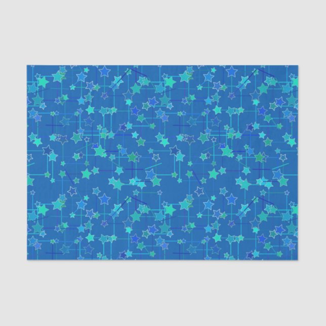 Papel De Seda Constelación abstracta de estrellas, azul cobalto (Anverso)