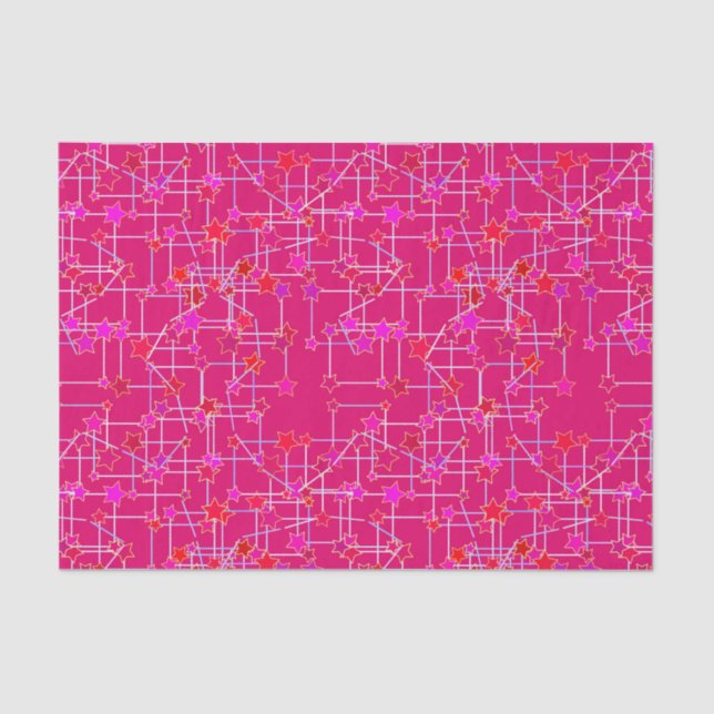 Papel De Seda Constelación abstracta de estrellas, profunda rosa (Anverso)