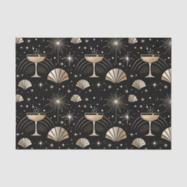 Papel De Seda Constelaciones de champán Art Deco Patrón nocturno