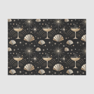 Papel De Seda Constelaciones de champán Art Deco Patrón nocturno