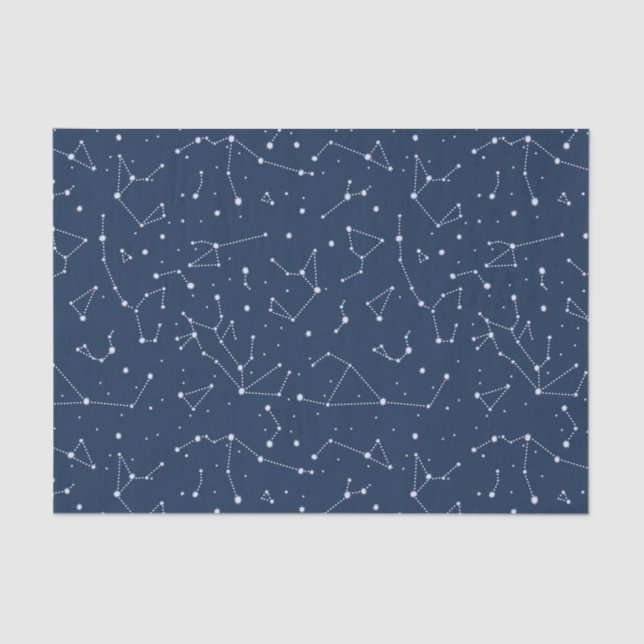 Papel De Seda Constellations Starry Sky Navy Blue (Anverso)