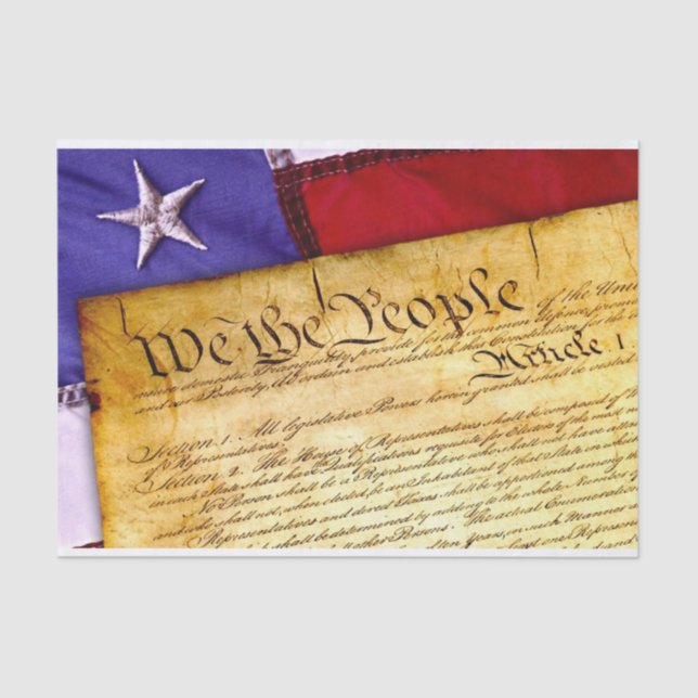 Papel De Seda Constitución de los Estados Unidos y bandera de lo (Anverso)