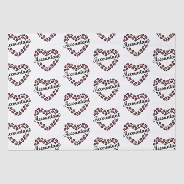 Papel De Seda Contable Leopard Heart Frame White (Anverso)