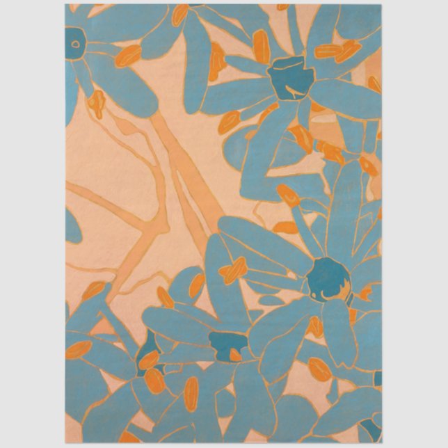 Papel De Seda Contemporary Leaf Design in Peach (Anverso)