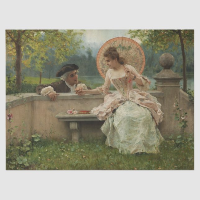 Papel De Seda Conversación romántica en el parque (Anverso)