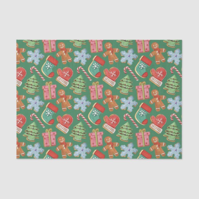 Papel De Seda Cookies de Navidades de acuarela (Anverso)