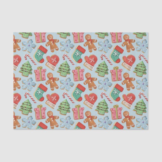 Papel De Seda Cookies de Navidades de acuarela (Anverso)