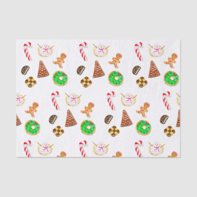 Papel De Seda Cookies de Navidades de acuarela (Anverso)