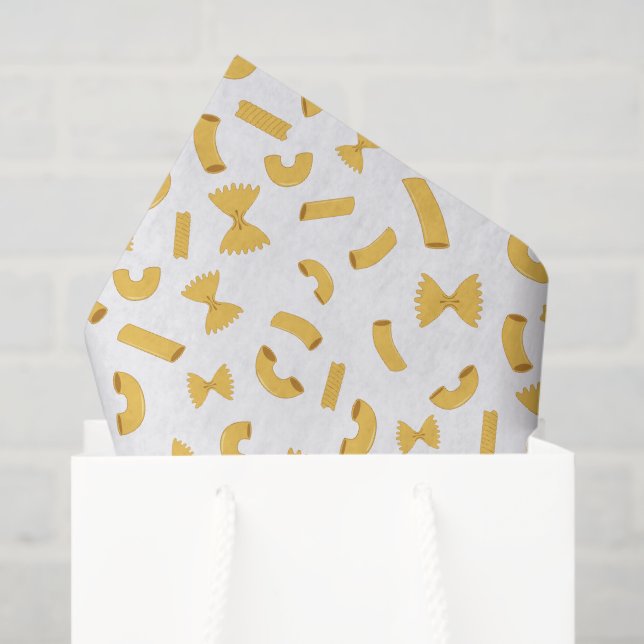 Papel De Seda Cool fun pasta macaroni pattern on white (Bolsa de regalo)