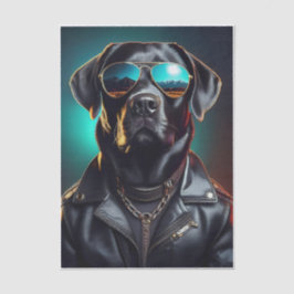 Papel De Seda Cool Terrence, Labrador negro con chaqueta de cuer