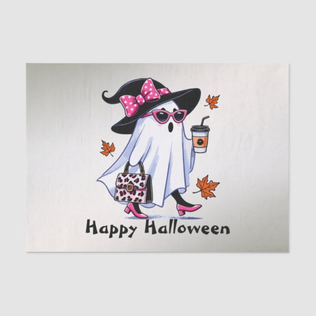 Papel De Seda Copa de Fantasmas de Halloween Cute Elegante (Anverso)