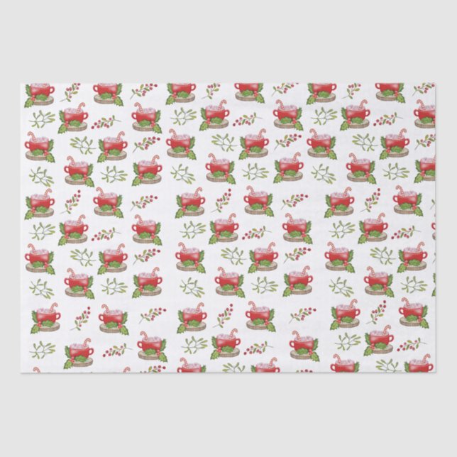 Papel De Seda Copa de Navidades acuarelas con malvavisco (Anverso)