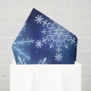 Papel De Seda Copia de Copos de Nieve de Magia Invernal Cielo Az