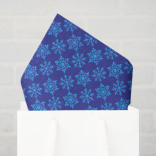 Papel De Seda Copo de Nieve Azul Nórdico (Efecto Brillante) sobr