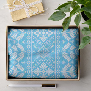 Papel De Seda Copo de Nieve Azul y Fair Isle Floral de Navidad