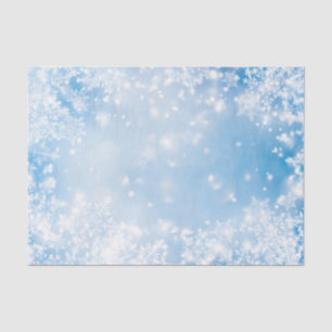 Papel De Seda Copo de nieve blanco sobre fondo azul Invierno