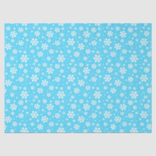 Papel De Seda Copo de Nieve Blanco sobre Patrón de Invierno Azul