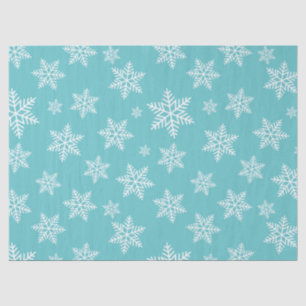 Papel De Seda Copo de nieve blanco sobre patrón de invierno azul