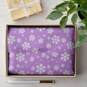 Papel De Seda Copo de Nieve Blanco sobre Patrón de Invierno Púrp