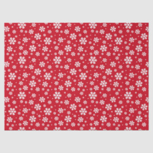 Papel De Seda Copo de nieve blanco sobre patrón de invierno rojo