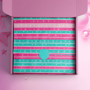 Papel De Seda Copo de nieve con rayas horizontales rosa y de men