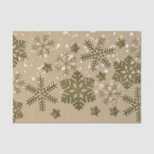 Papel De Seda Copo de nieve de Navidad dorado y blanco