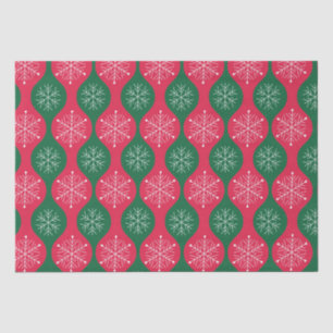Papel De Seda Copo de Nieve de Navidad en Ogee Verde Rojo Vintag
