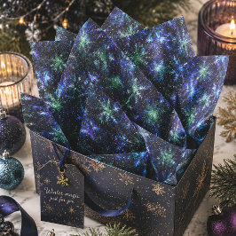 Papel De Seda Copo de Nieve Galáctico Navidad Celestial