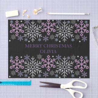 Papel De Seda Copo de nieve Navidad Morado Plateado