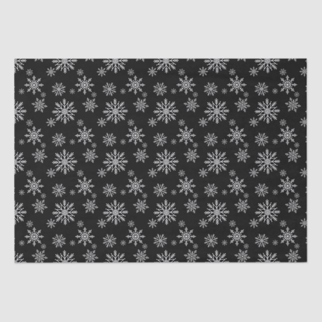 Papel De Seda Copo de nieve negro y blanco (Anverso)
