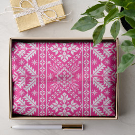 Papel De Seda Copo de Nieve Rosa Brillante y Floral Fair Isle Na